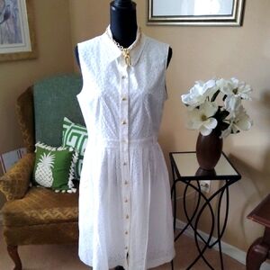 Kate Spade White Sleeveless Sundress with Peter Pan Collar